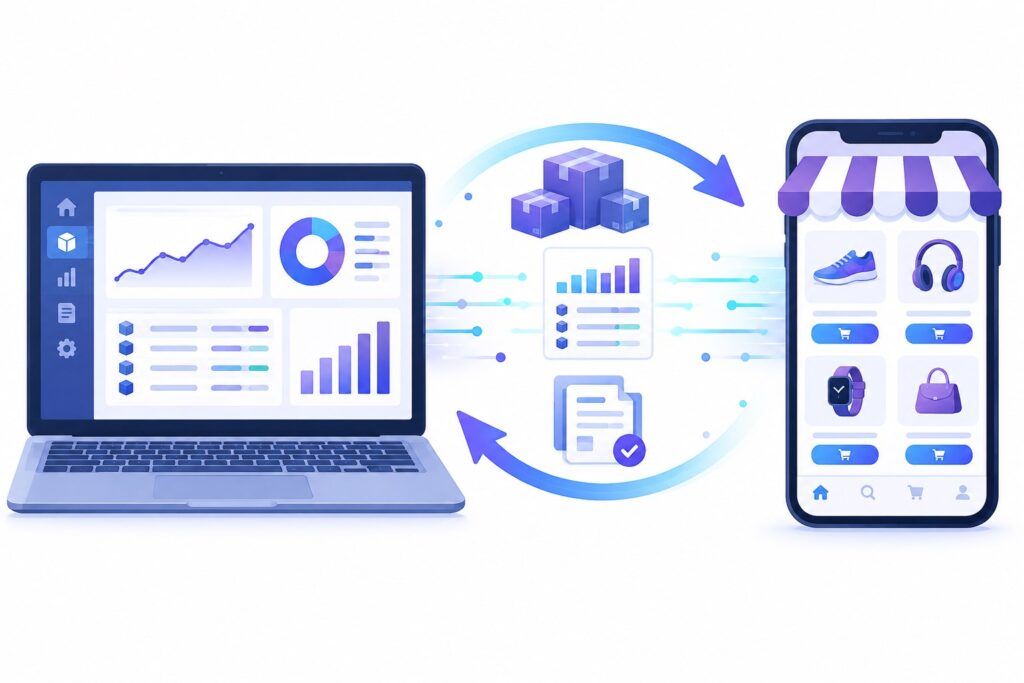 Connecteur Odoo WooCommerce : synchronisation des produits, stocks, commandes et factures entre l'ERP et la boutique en ligne